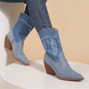 SHEIN denim cowgirl boots
